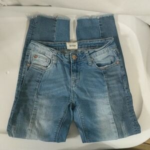 Hudson Straight Leg Medium Wash Raw Hem Distressed - size 12 Girls